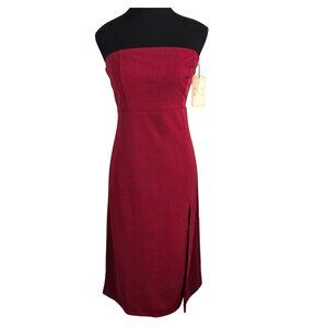 NWT | Alenda Danmos Dark Red Strapless Midi Dress | Side Slit | Small